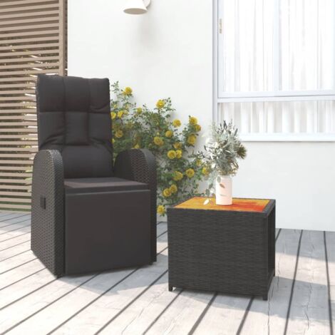 Ensemble de salon de jardin 2 pcs - Ensemble Table et Chaise de Jardin - noir poly rotin et acacia BV866567 - BonneVie (1/5)