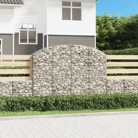 Gabion pour Pierres arqué Panier de gabions - Cage à pierre 200x30x140/160 cm Fer galvanisé BV871220 - BonneVie (1/4)