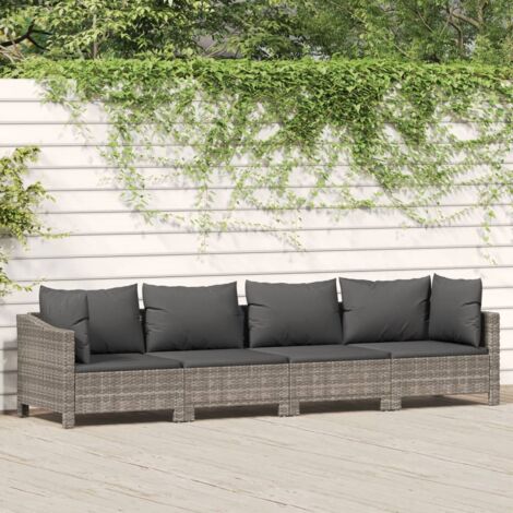 Salon de jardin 4 pcs - Ensemble Table et Chaise de Jardin - avec coussins Gris Résine tressée BV571133 - BonneVie (1/5)