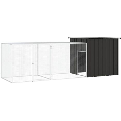 Enclos Poulailler - Parc enclos pour animaux Anthracite 300x91x100 cm Acier galvanisé BV653613 - BonneVie (1/5)