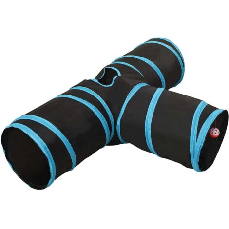 Tunnel pour chats à 3 voies Maison à chat Noir et bleu 90 cm Polyester 14175 (1/5)