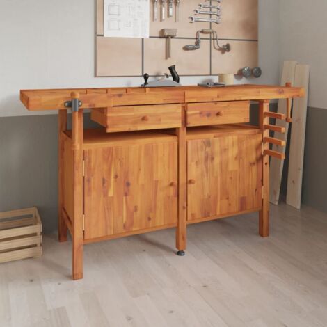 Établi avec tiroirs et étaux 162x62x83 cm Bois massif d'acacia - The Living Store (1/5)