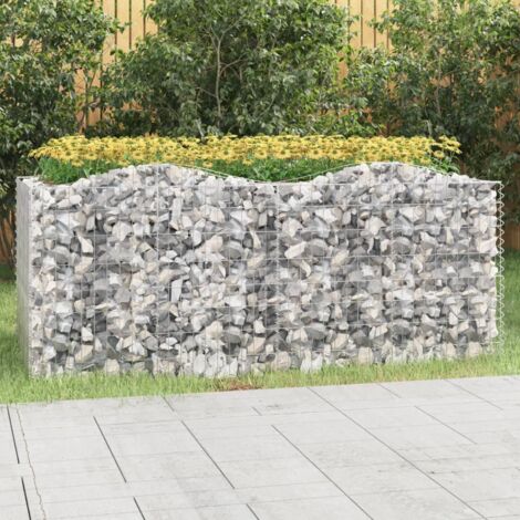 Jardinière, Pot de Fleurs d'extérieur, à gabions arqué 200x100x100 cm Fer galvanisé OIB1265E (1/5)