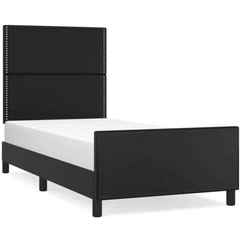 Lit adulte Contemporain avec tête de lit Cadre de lit Noir 90x190 cm Similicuir 54713 (1/5)