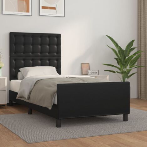 Lit adulte Contemporain avec tête de lit Cadre de lit Noir 90x190 cm Similicuir 84643 (1/5)