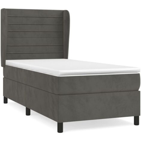 Lit adulte Contemporain  Lit à sommier à sommier tapissier avec matelas Gris foncé 100x200 cm 86410 (1/5)