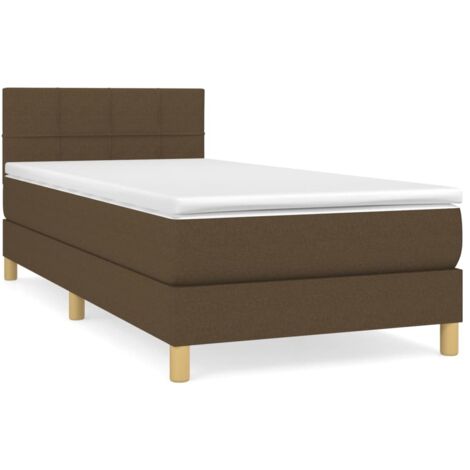 Lit adulte Contemporain Lit à sommier à sommier tapissier avec matelas Marron foncé 100x200 cm 70597 (1/5)