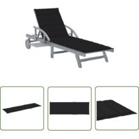 Bain de soleil avec coussin Chaise de jardin - Transat de jardin Bois d'acacia solide BV587455 - BonneVie
