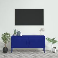 Meuble TV Moderne - Meuble de rangement - Buffet Salon - Bleu marine 105x35x50 cm Acier Chic-285040