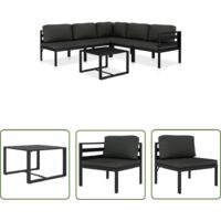 Salon de jardin 6 pcs Contemporain, Ensemble repas de jardin, avec coussins Aluminium Anthracite OIB4498E