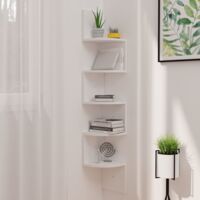 Étagère d'angle murale Armoire murale Meuble Étagère Blanc 19x19x123 cm Bois d'ingénierie 19976