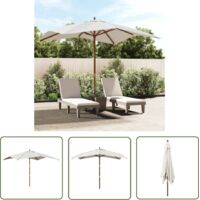 The Living Store Parasol de jardin avec mât en bois sable 300x300x273 cm - Parasol De Jardin - Parasol Exterieur - Parasol Rectangulaire - Parasol Beige - Parasol Résistant Aux Uv