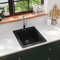 Évier de cuisine, Bac Évier Équipement de Cuisine, Granite Noir OIB6240E