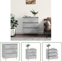 The Living Store Buffet Gris béton 60x35x70 cm Bois d'ingénierie - Buffet Gris - Buffet Design - Armoire De Rangement - Meuble De Cuisine - Meuble Rangement
