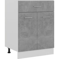 Armoire de plancher Elément bas de cuisine Placard de sol Buffet bas à tiroir Gris béton 60x46x81,5 cm Aggloméré RTJEX492454 VSGS988895