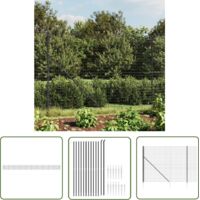 The Living Store Clôture en treillis métallique et ancrage anthracite 1,6x25 m - Clôture En Treillis Métalliques - Clôture De Jardin - Clôture Rigide - Clôture Anthracite - Clôture Robuste