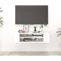 Meuble TV-Banc TV-Meuble Télé suspendu Blanc 100x30x26,5 cm Bois d’ingénierie 610210