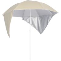 Parasol de plage-Parasol de jardin avec parois latérales sable 215 cm 936866