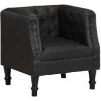 Fauteuil-Chaise de relaxation-Fauteuil Relax Noir Cuir véritable 336598