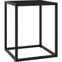 Table basse-Table Salon-Table d'appoint Noir avec verre noir 40x40x50 cm 481600