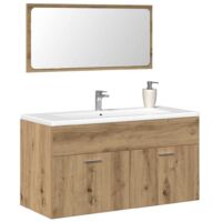 Armoire de salle de bain avec miroir-Meuble de salle de bain chêne artisanal 493124