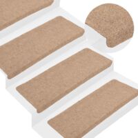 Tapis d'escalier-Moquette d'escalier-Tapis de marches auto-adhésifs 15 pcs 65x24,5x3,5 cm Beige 348014