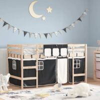 Lit mezzanine pour enfants avec rideaux sans matelas-Lit d'enfants 80x200 cm 478868