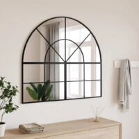 Miroir mural-Miroir Suspendu noir 100x90 cm arche fer 502766