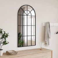 Miroir mural-Miroir Suspendu noir 50x100 cm arche fer 563583