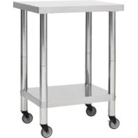 Table de travail de cuisine avec roues-Plan de travail de cuisine-Îlot de cuisine 60x30x85 cm Inox