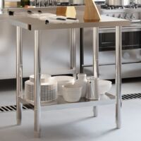 Table de travail de cuisine avec dosseret-Plan de travail de cuisine-Îlot de cuisine 82,5x55x93 cm inox