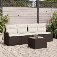 Ensemble de canapé de jardin,Salon de jardin,Sofa Marron polyrotin 668069
