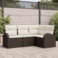 Ensemble de canapé de jardin,Salon de jardin,Sofa Marron polyrotin 444995