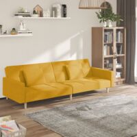 Canapé-Lit,Lit de jour,Lit de repos à 2 places avec deux oreillers jaune tissu 951863