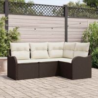 Ensemble de canapé de jardin,Salon de jardin,Sofa Marron polyrotin 373239