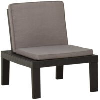 Chaise de salon de jardin avec coussin-Chaise de terrasse-Chaise d'extérieur Plastique Gris