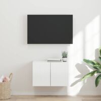 Meuble TV mural Montage mural-Banc TV-Meuble Télé suspendu Blanc brillant 59,5 x 31 x 40 cm