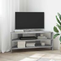 Meuble TV d'angle-Banc TV-Meuble Télé Gris béton 102x40,5x45cm Bois d'ingénierie