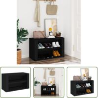 The Living Store Étagère à chaussures Noir 75x35x45 cm Bois d'ingénierie - Etagere À Chaussures - Rangement Chaussures - Meubles Entrée - Meuble Chaussure - Organisateur Chaussures