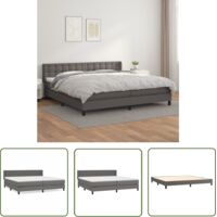 The Living Store Sommier à lattes de lit avec matelas Gris 200x200 cm Similicuir - Lit Tapissier - Lit Plateforme - Matelas À Ressorts Ensachés - Literie - Chambre À Coucher