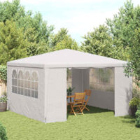 Tente de fête-Tente de réception avec parois latérales 4x4 m Blanc 90 g/m²