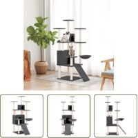 The Living Store Arbre à chat avec griffoirs en sisal Gris foncé 154 cm - Arbre À Chat - Meuble Pour Chat - Tour À Chat - Griffoir Chat - Sisel