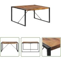 The Living Store Table à manger 140x140x75 cm bois massif - Table À Manger Industrielle - Table À Manger Bois Massif - Table À Manger Design - Table À Manger Acacia - Table À Manger Hévéa