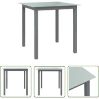 Table de jardin Table d'appoint, Table de Balcon, Gris clair 80x80x74 cm Aluminium et verre OIB5789E