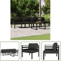 Salon de jardin 5 pcs Contemporain, Ensemble repas de jardin, avec coussins Aluminium Anthracite OIB3584E