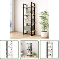 Étagère de Rangement Bibliothèque à 4 niveaux, Montage facile, 60x30x140 cm Bois de pin massif OIB2775E