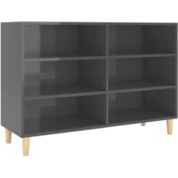 Buffet Commode Armoire Luxueux, pour Salon Chambre Entrée Cuisine, Gris brillant 103,5x35x70 cm Aggloméré OIB7965E