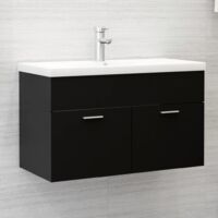 Meuble sous lavabo vasque avec lavabo intégré Noir Aggloméré 57434