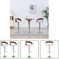 Lot de 2 Tabourets de bar Style Contemporain Chaises de bar Crème Similicuir et bois courbé 72836