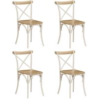 Lot de 4 Chaises Chaises à dossier croisé Blanc Bois de manguier massif Chaises de salon 40091